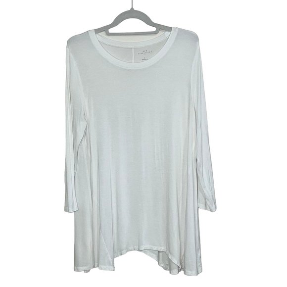 New Directions - Women's Size L Solid White Blouse - 3/4 Sleeves Round Neckline - Picture 2 of 14